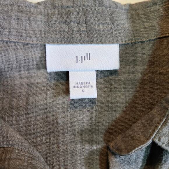 J. Jill Plaid Top Women Size Small Green Oversized Casual Preppy Lagenlook - Picture 3 of 11